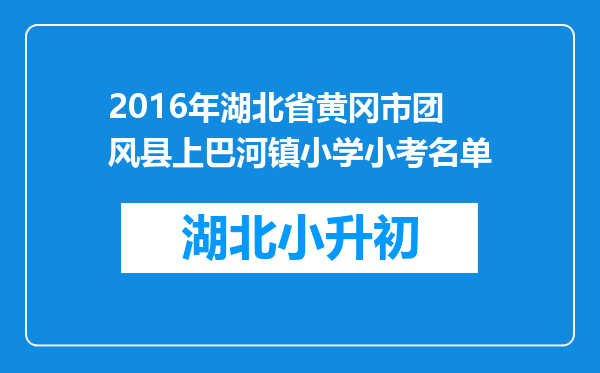 2016年湖北省黄冈市团风县上巴河镇小学小考名单