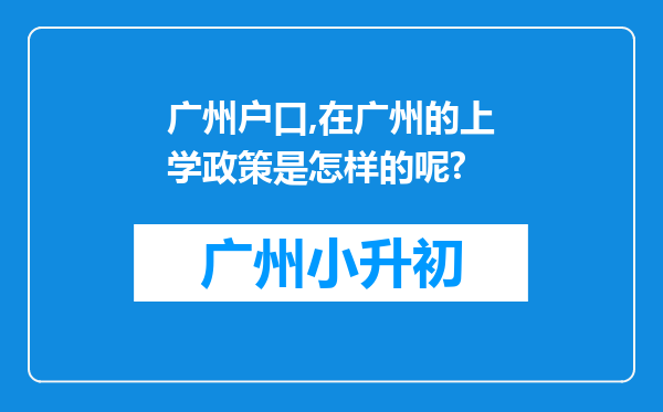 广州户口,在广州的上学政策是怎样的呢?