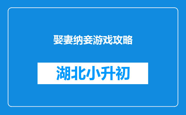 娶妻纳妾游戏攻略