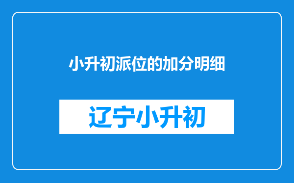 小升初派位的加分明细