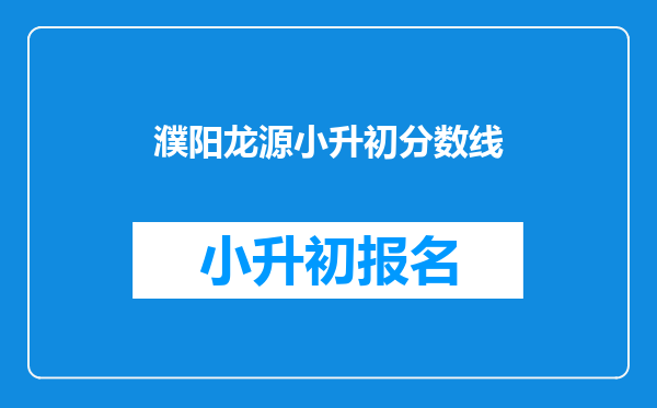 濮阳龙源小升初分数线