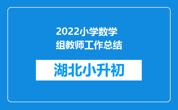 2022小学数学组教师工作总结