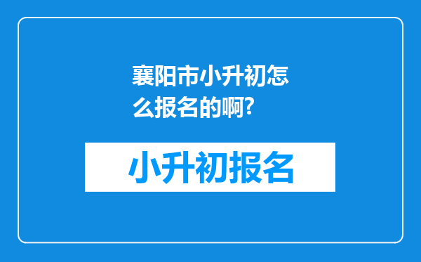 襄阳市小升初怎么报名的啊?