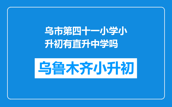 乌市第四十一小学小升初有直升中学吗