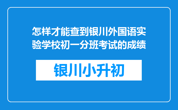 怎样才能查到银川外国语实验学校初一分班考试的成绩