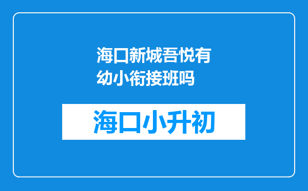 海口新城吾悦有幼小衔接班吗