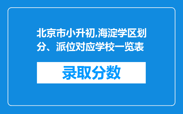 北京市小升初,海淀学区划分、派位对应学校一览表