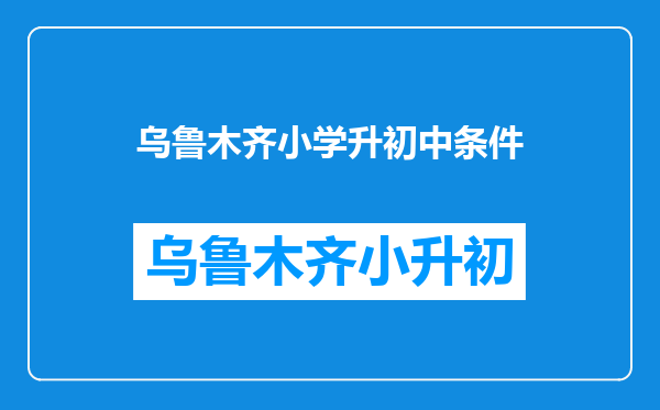 乌鲁木齐小学升初中条件