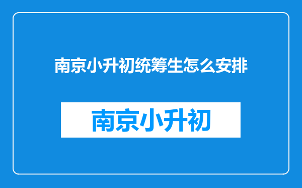 南京小升初统筹生怎么安排