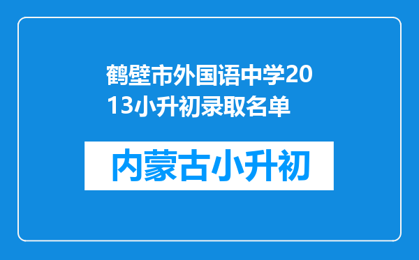 鹤壁市外国语中学2013小升初录取名单