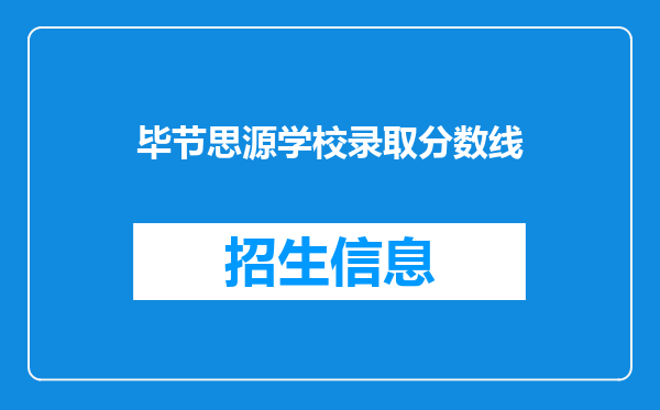 毕节思源学校录取分数线