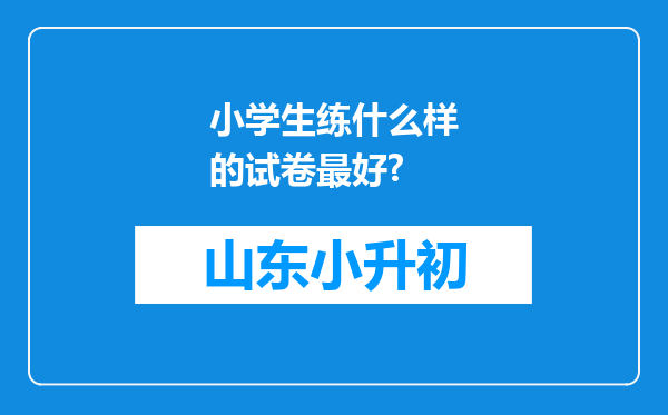 小学生练什么样的试卷最好?