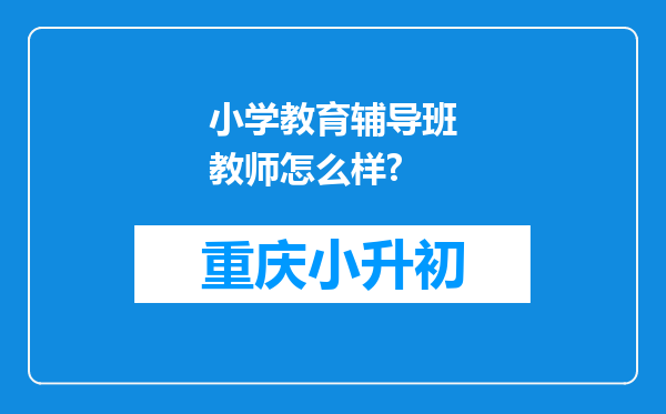 小学教育辅导班教师怎么样?