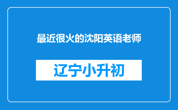 最近很火的沈阳英语老师