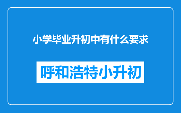 小学毕业升初中有什么要求