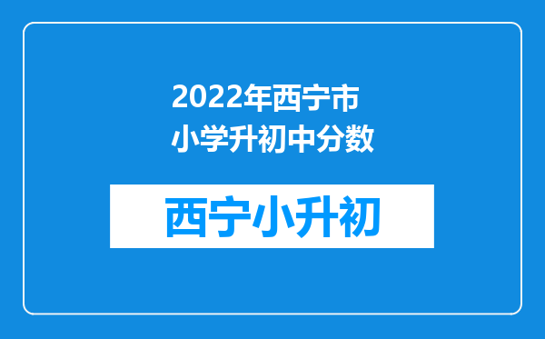 2022年西宁市小学升初中分数