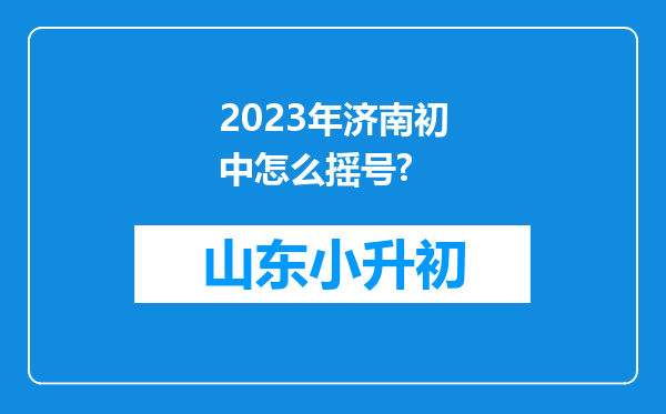 2023年济南初中怎么摇号?