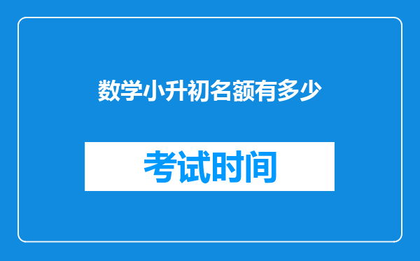 数学小升初名额有多少