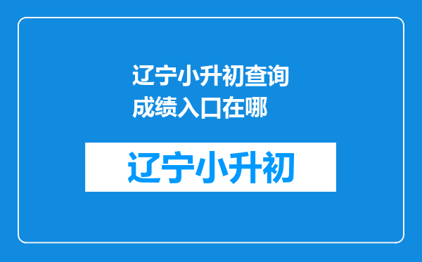 辽宁小升初查询成绩入口在哪