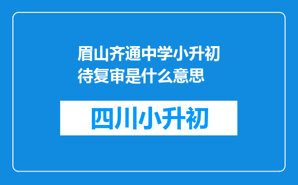 眉山齐通中学小升初待复审是什么意思