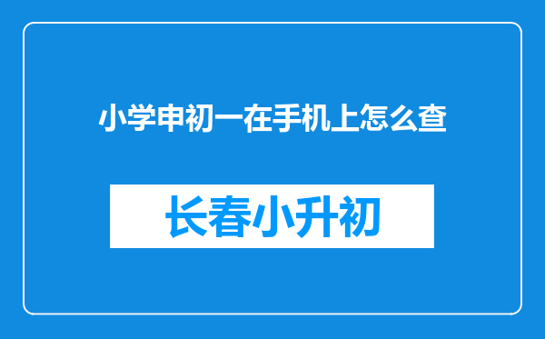 小学申初一在手机上怎么查