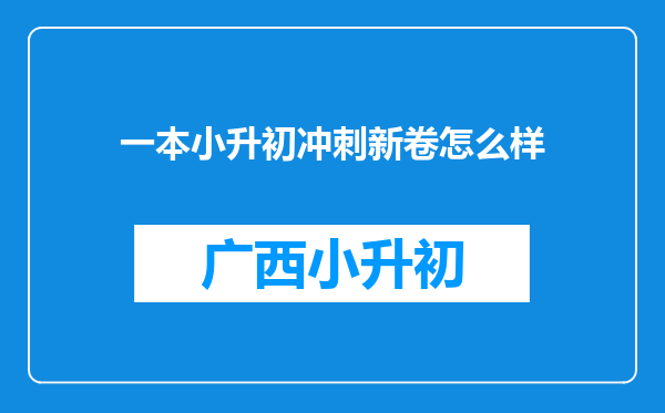 一本小升初冲刺新卷怎么样