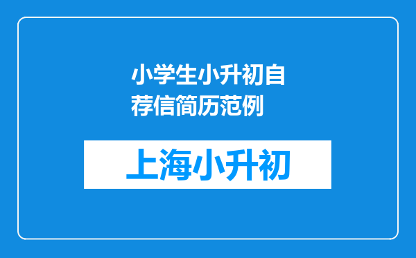 小学生小升初自荐信简历范例