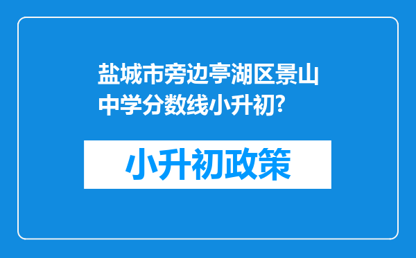 盐城市旁边亭湖区景山中学分数线小升初?