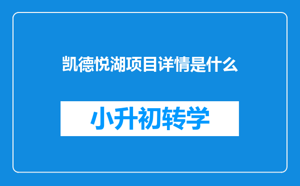 凯德悦湖项目详情是什么