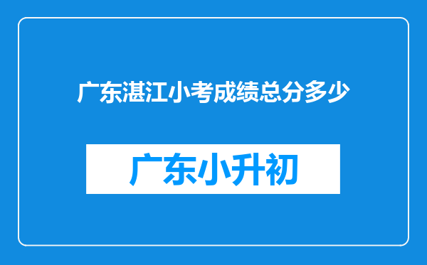 广东湛江小考成绩总分多少