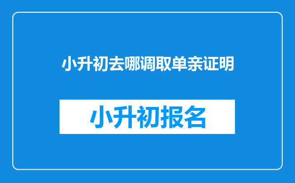 小升初去哪调取单亲证明