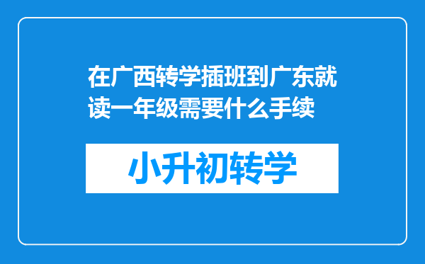 在广西转学插班到广东就读一年级需要什么手续