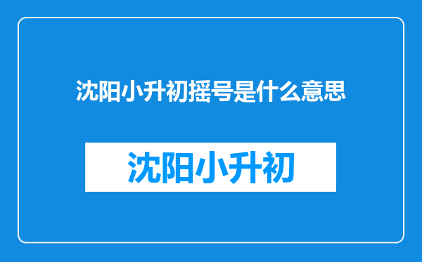 沈阳小升初摇号是什么意思