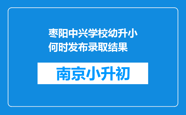 枣阳中兴学校幼升小何时发布录取结果