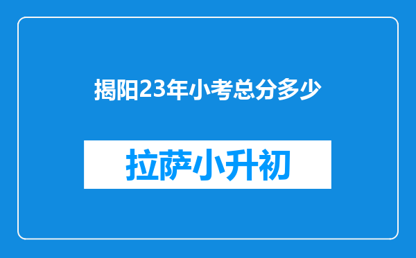 揭阳23年小考总分多少