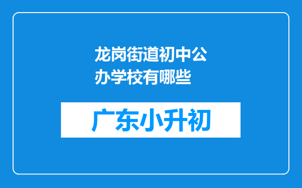 龙岗街道初中公办学校有哪些