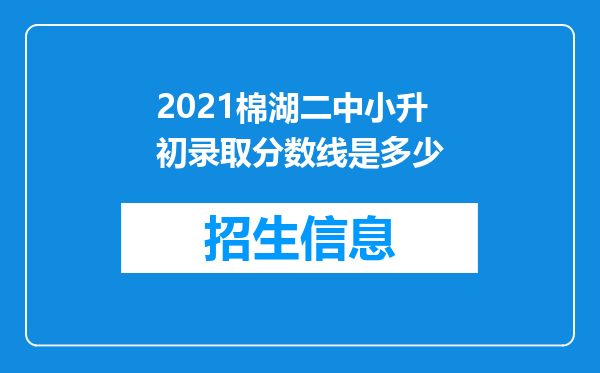 2021棉湖二中小升初录取分数线是多少