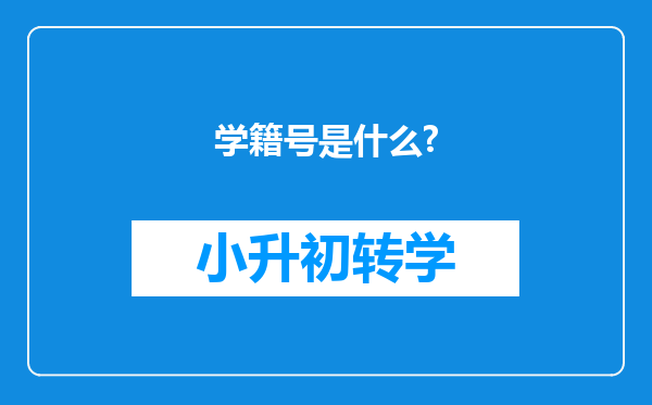 学籍号是什么?