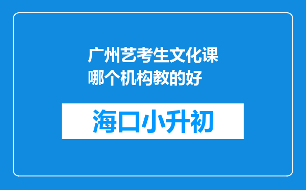 广州艺考生文化课哪个机构教的好