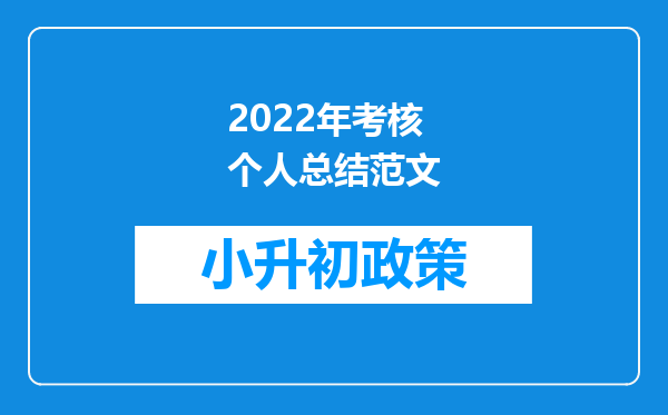 2022年考核个人总结范文