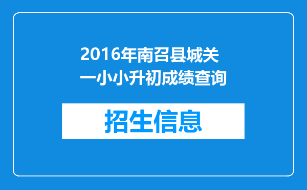 2016年南召县城关一小小升初成绩查询