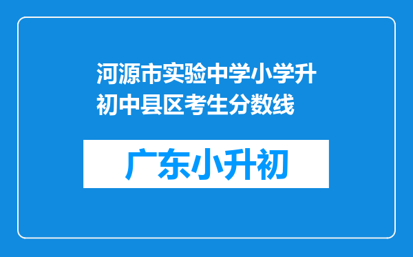 河源市实验中学小学升初中县区考生分数线