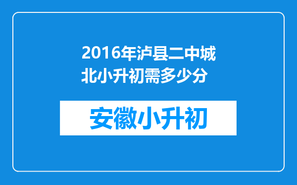 2016年泸县二中城北小升初需多少分