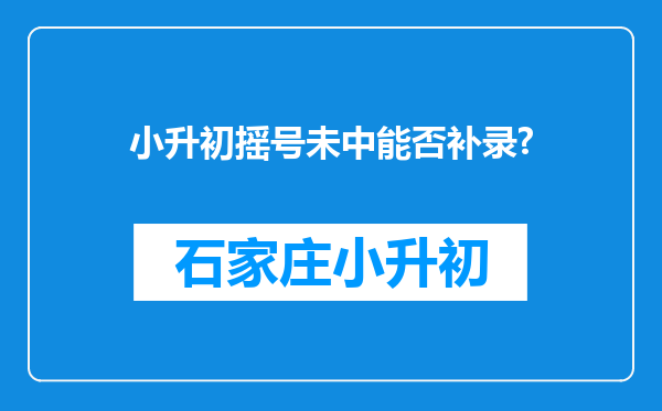 小升初摇号未中能否补录?