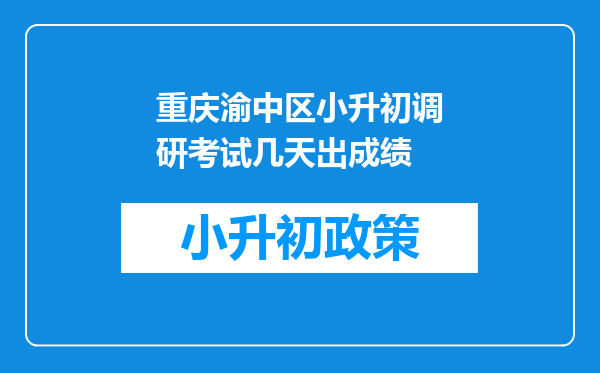 重庆渝中区小升初调研考试几天出成绩