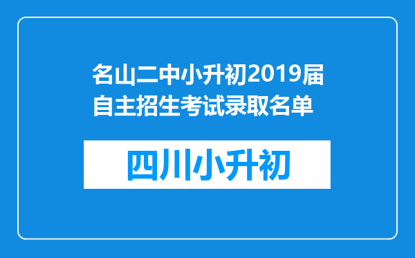 名山二中小升初2019届自主招生考试录取名单