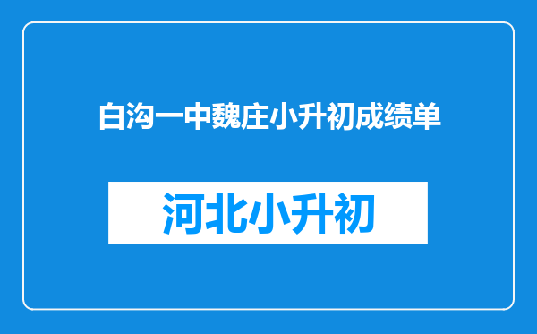 白沟一中魏庄小升初成绩单