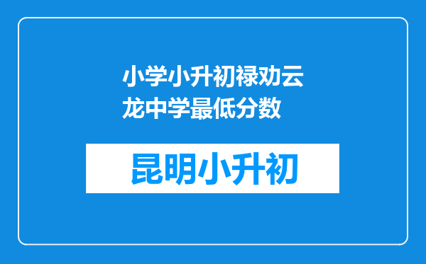 小学小升初禄劝云龙中学最低分数