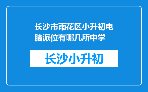 长沙市雨花区小升初电脑派位有哪几所中学