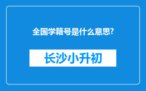 全国学籍号是什么意思?